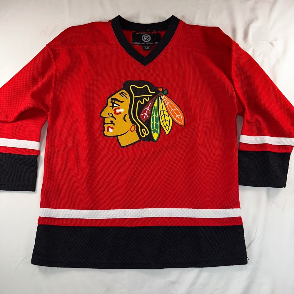 NHL Chicago Blackhawks Jersey Youth XL 18/20 Red Black White Hockey Fan Shirt